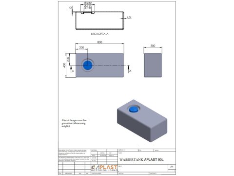 Wassertank Wohnmobil 90 Liter Caravan Camper