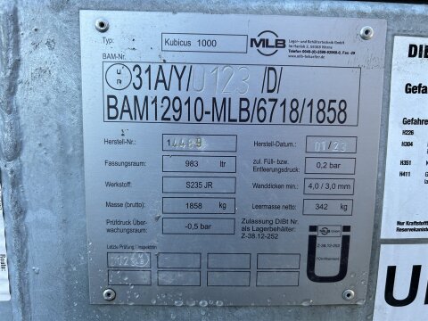 Mobile Tankstelle Diesel 1000 l – doppelwandig verzinkt, 230 V Pumpe 45 l/min gebraucht