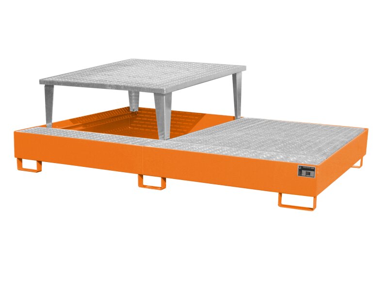 Auffangwanne AWA 21 1xAbfüllaufsatz/1xGitterrost verzinkt max. 2x1000l IBC 2650x1460x865mm