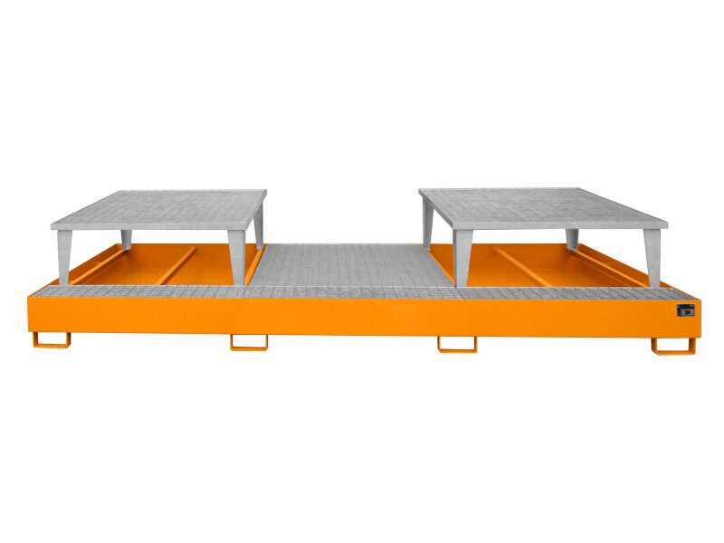 Auffangwanne AWA 32 – für 3×1000 l IBC mit 2×Abfüllaufsatz & verzinktem Gitterrost