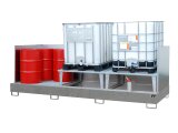 Auffangwanne AWA 32/SW 2xAbfüllaufsatz/1xGitterrost verzinkt max. 3x1000l IBC 3850x1460x780mm mit Spritzschutzwände
