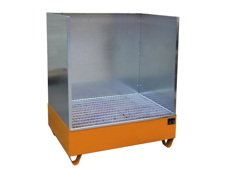 Auffangwanne 2018/SW max. 2x200l 1200x800x1360mm mit Gitterrost, Stützfüße und Spritzschutzwände
