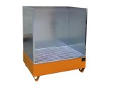 Auffangwanne 2018/SW max. 2x200l 1200x800x1360mm mit Gitterrost, Stützfüße und Spritzschutzwände