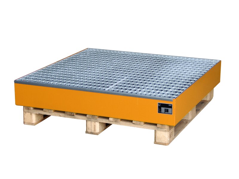 Auffangwanne 2028 max. 4x200l 1200x1200x185mm mit Gitterrost ohne Stützfüße