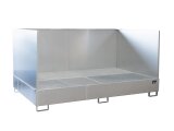 Auffangwanne AW 1000-10F/SW max. 10x200l oder 2x1000l IBC 2690x1650x375mm mit verzinkten Gitterrost und Spritzschutzwänd