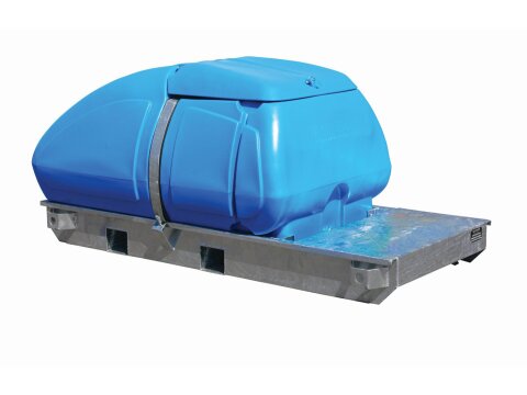 Wasserfass 1.100 Liter auf Transportgestell