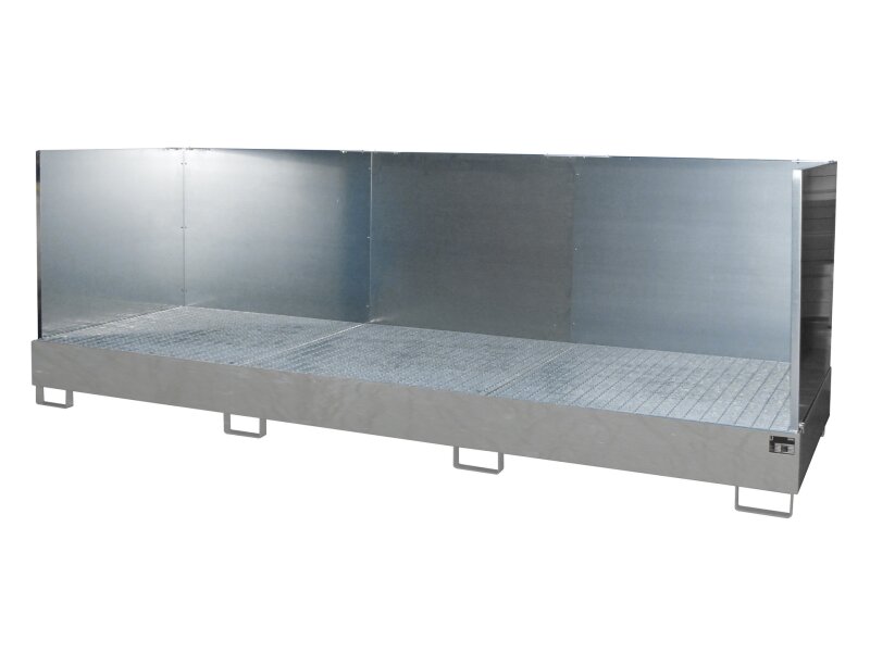 Auffangwanne AW 1000-3/SW – für 3×1000 l IBC mit Gitterrost & Spritzschutz