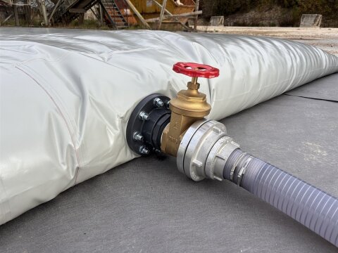 Löschwasserzisterne/Löschwasserkissen bis 2.500.000 Liter – Mobiles Komplettset in Anlehnung DIN 14230 mit Saugstelle DIN 14244